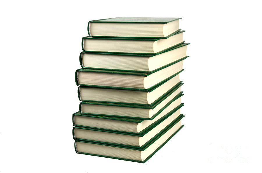 pile of green books